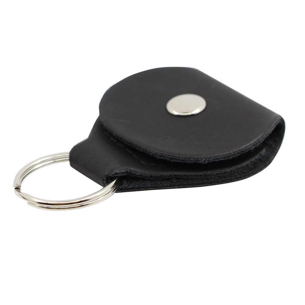 JAZ Guitar Picks Holder Case - Leather Keychain Plectrum Key Fob Cases Bag - 2 Pack (Black and Brown)