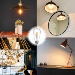 Lightique Vintage LED Edison Bulbs 60 Watt Equivalent, 6W Dimmable Edison Light Bulbs E26 Edison Bulbs ST58 LED Filament Bulb Soft White 2700K,Clear Light Bulbs for Decotate Home,Restaurant, 6 Packs