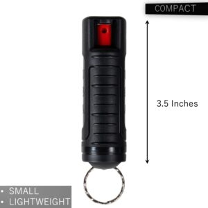 Police Magnum Keychain Pepper Spray Self Defense Belt Clip Combo- Tactical Safety Key Chains for Women & Men- Made in The USA- 1 Pack Black INJ Pocket Knife