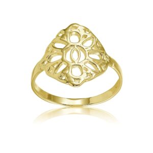 hoops & loops yellow gold flashed sterling silver filigree celtic sun ring, size 8