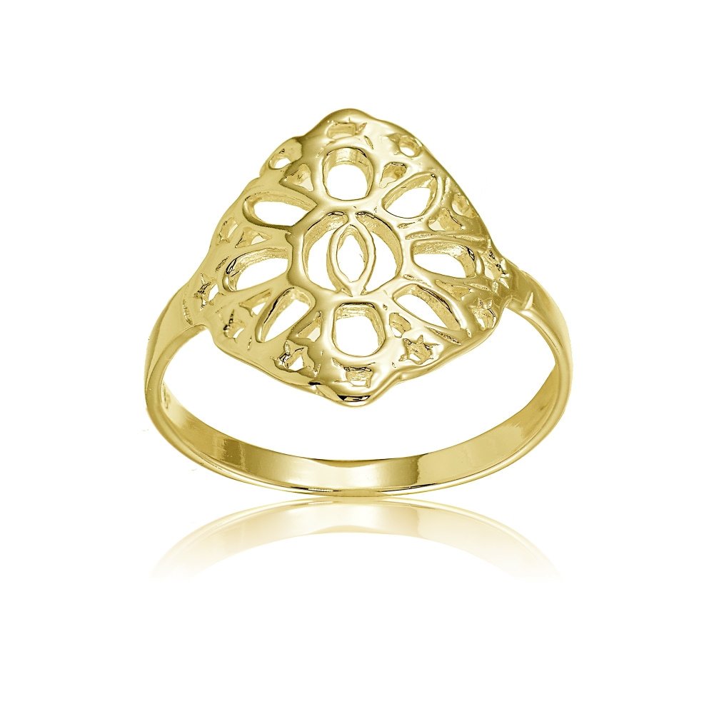 Hoops & Loops Yellow Gold Flashed Sterling Silver Filigree Celtic Sun Ring, Size 8