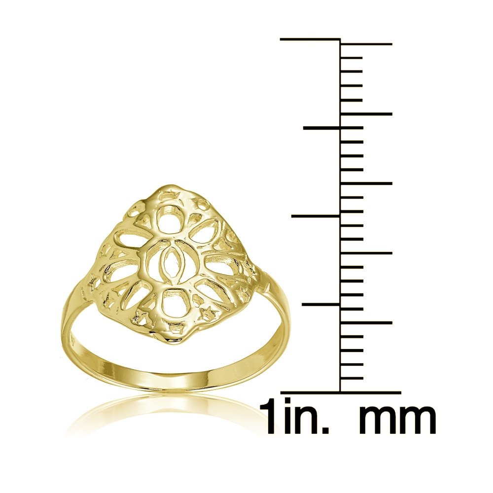 Hoops & Loops Yellow Gold Flashed Sterling Silver Filigree Celtic Sun Ring, Size 8