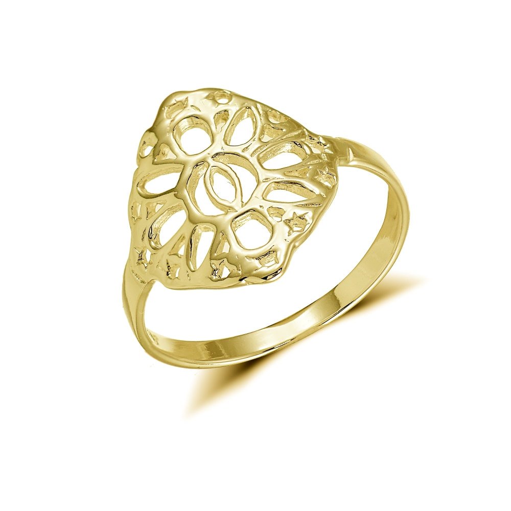 Hoops & Loops Yellow Gold Flashed Sterling Silver Filigree Celtic Sun Ring, Size 8