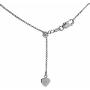 Central Diamond Center 22" Adjustable Box Chain Made in Italy, 1.00mm 10k White Gold