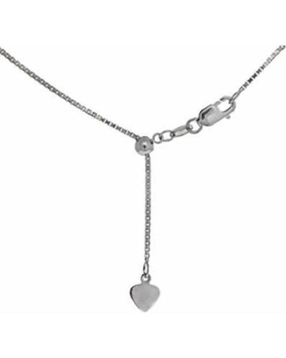 Central Diamond Center 22" Adjustable Box Chain Made in Italy, 1.00mm 10k White Gold