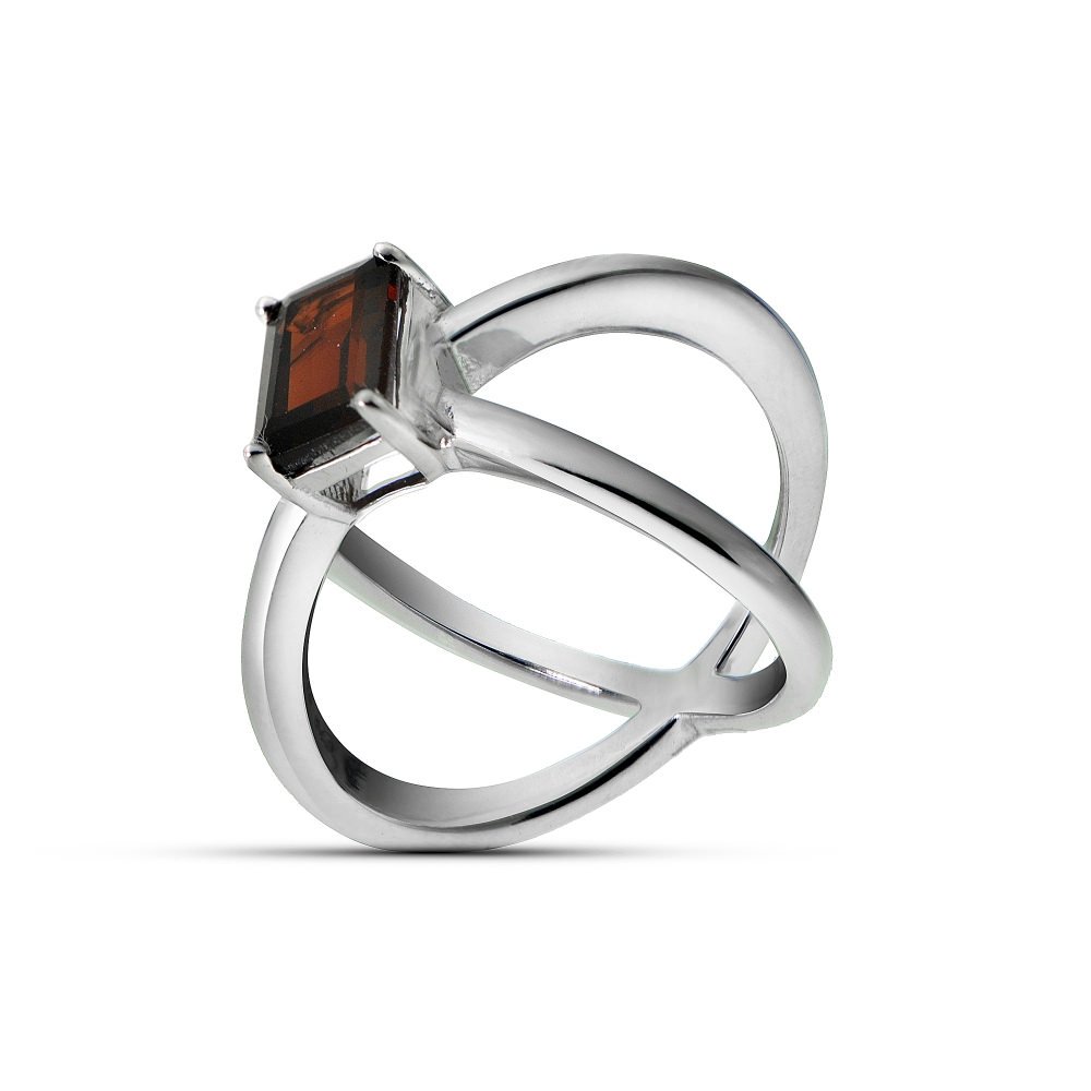 Ice Gems Sterling Silver African Garnet Octagon-Cut Criss Cross Ring, Size 10