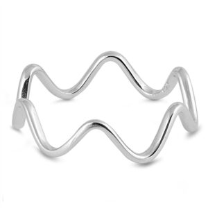 Eternity Wave Stackable Beautiful Ring New .925 Sterling Silver Band Size 13