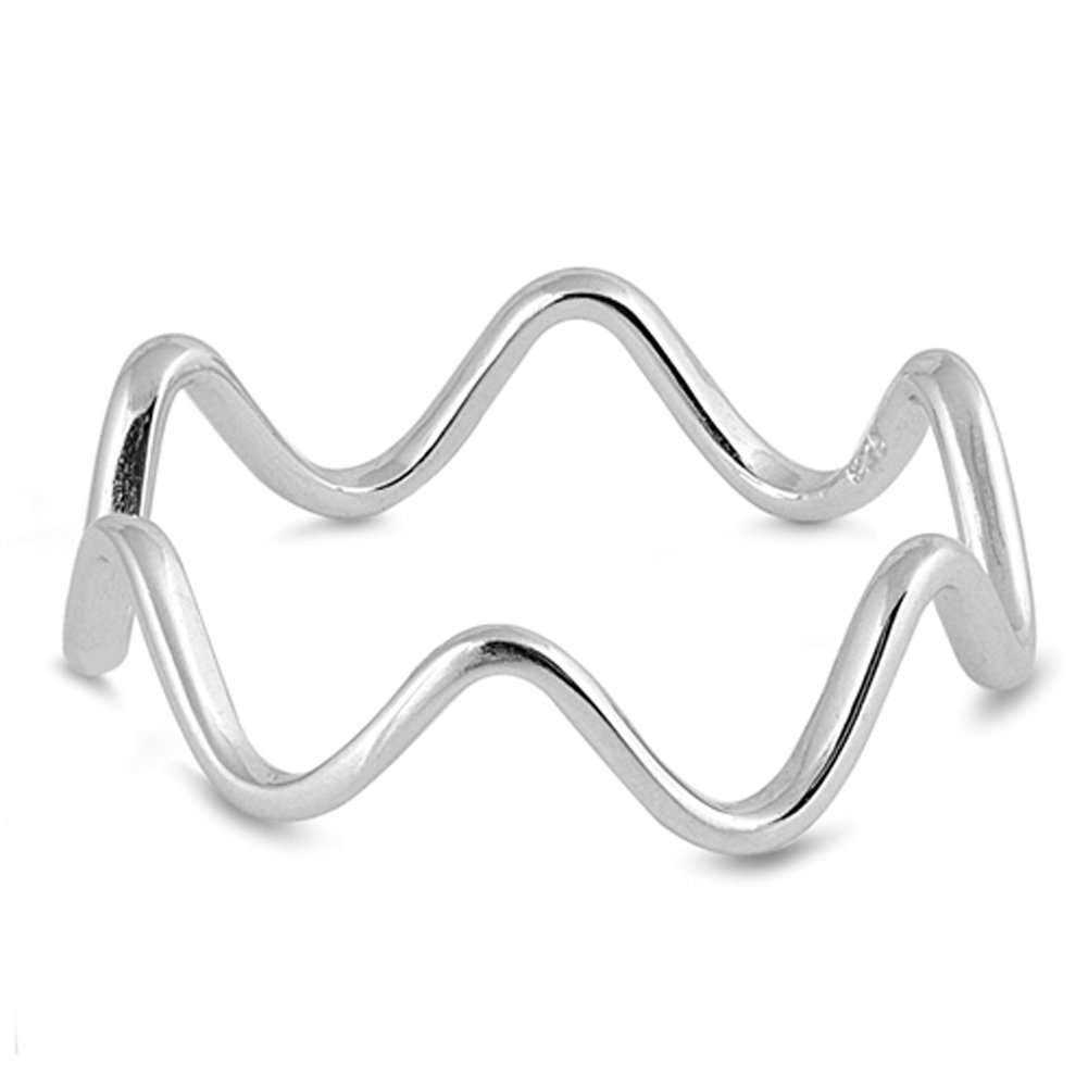 Eternity Wave Stackable Beautiful Ring New .925 Sterling Silver Band Size 13