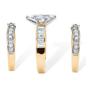 PalmBeach Yellow Gold-plated Marquise Cut Cubic Zirconia Baguette Cut Bridal Ring Set Sizes 6-10 Size 8