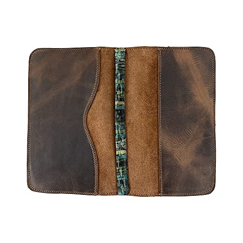 Hide & Drink, Refillable Journal Cover with Strap for Moleskine Cahier, Large Size (5 x 8.25 in.) Notebook, Rustic Protector, Full Grain Leather, Handmade, Bourbon Brown