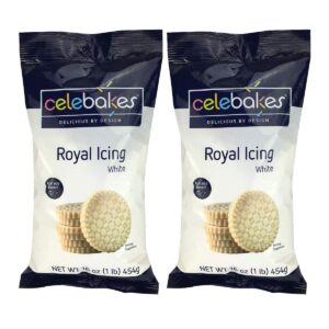 celebakes by ck products - white royal icing mix, 16 oz, 2 pack - smooth & versatile icing for cake decorating, cookies & more - easy to use, professional results - trusted baking essential