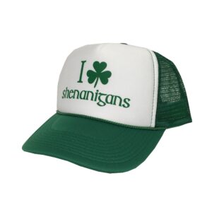 p&b i shamrock shenanigans, irish st patrick's day campaign adjustable unisex hat cap (green/white/green)