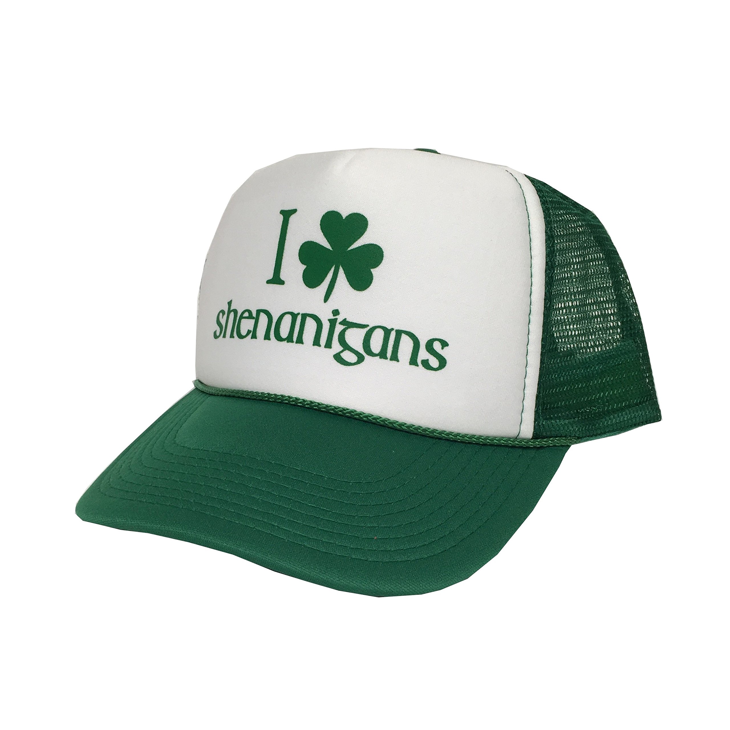 P&B I Shamrock Shenanigans, Irish St Patrick's Day Campaign Adjustable Unisex Hat Cap (Green/White/Green)