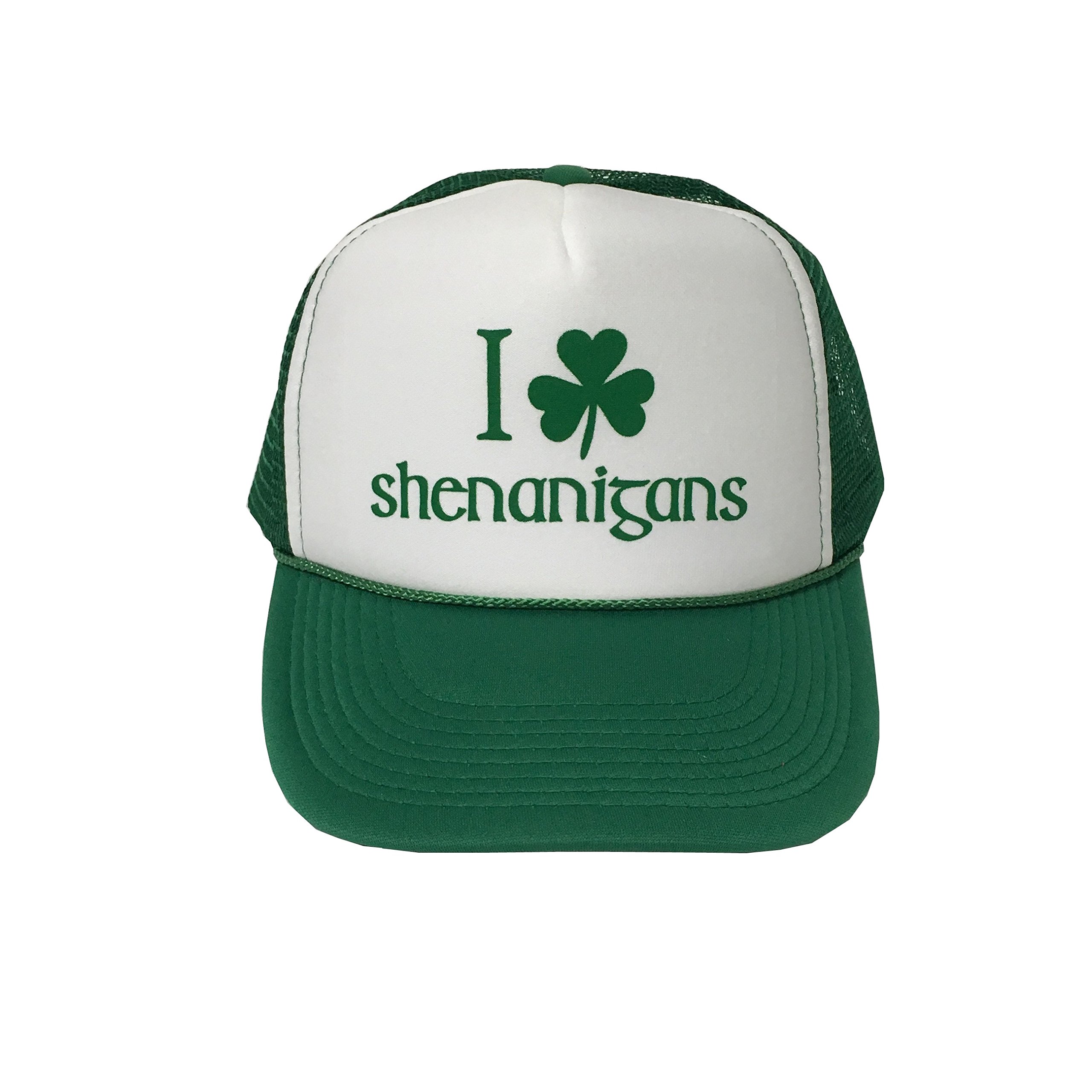 P&B I Shamrock Shenanigans, Irish St Patrick's Day Campaign Adjustable Unisex Hat Cap (Green/White/Green)