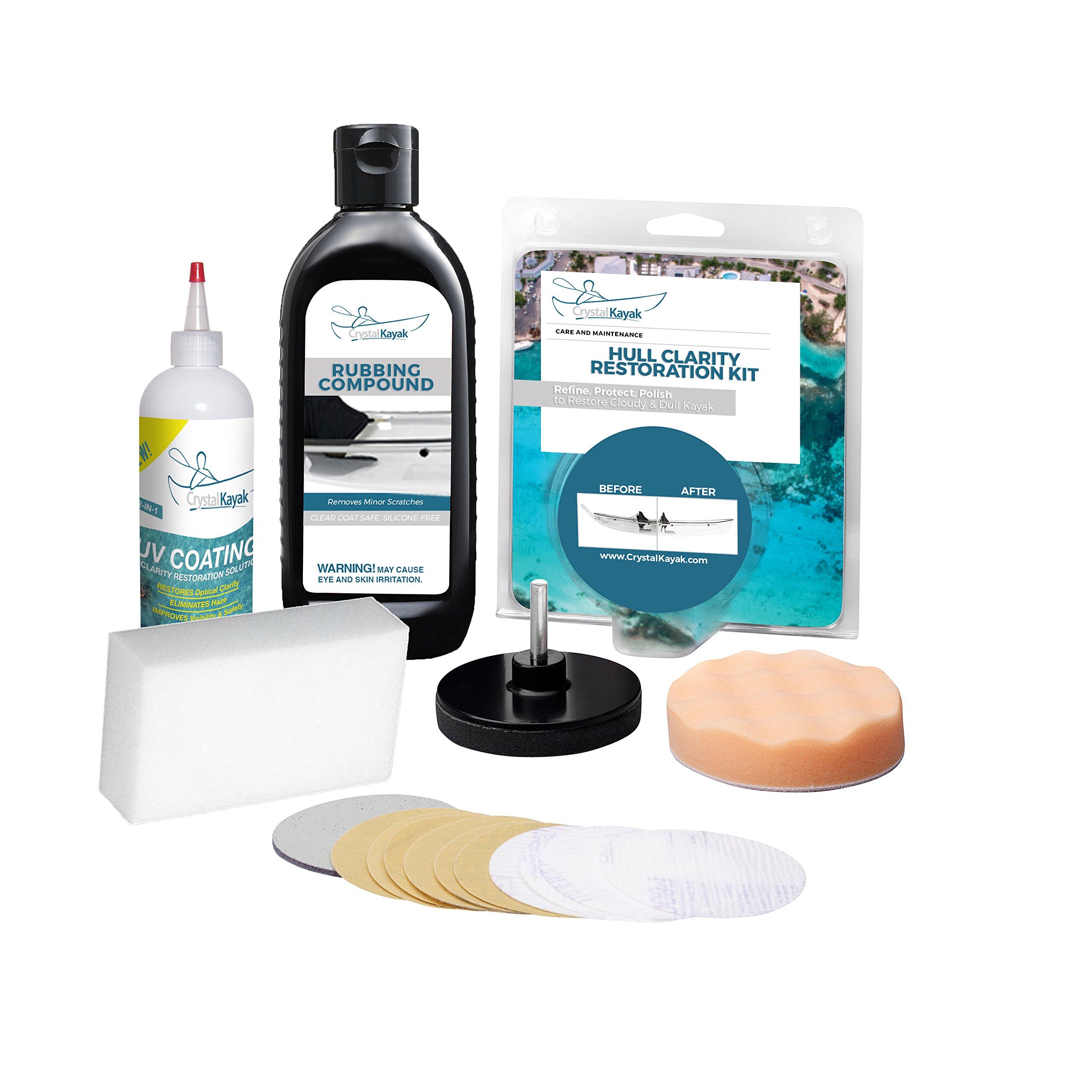 Crystal Kayak Hull Clarity Restoration Kit - Designed for Maintenance of Genuine Crystal Kayaks and Crystal Boards.