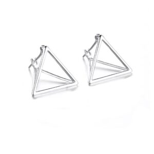 Helen de Lete Simple Geometric Triangle Sterling Silver Stud Earrings