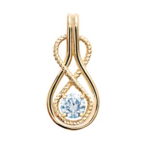 infinity rope march birthstone aquamarine 10k yellow gold pendant