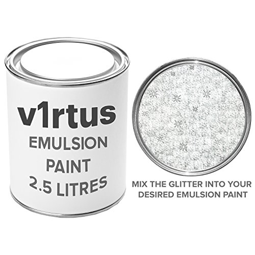 V1RTUS Silver Holographic Glitter Paint Crystal Additive 100g / 3.5oz for Acrylic, Latex, Emulsion - use Interior/Exterior - Wall, Ceiling, Wood, Metal, Varnish, Dead Flat, Matte, Soft Sheen or Silk