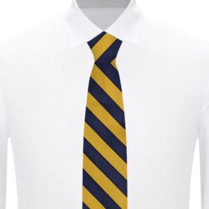 Jacob Alexander Stripe Woven Men's Slim 2.75" College Striped Tie - Gold Navy