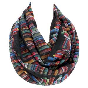 Etwoa's Bookshelf Black Infinity Scarf Circle Scarf Loop Scarf, Large