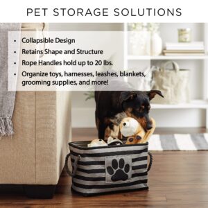 Bone Dry Pet Storage Collection Striped Paw Patch Bin, Small Rectangle, Brown