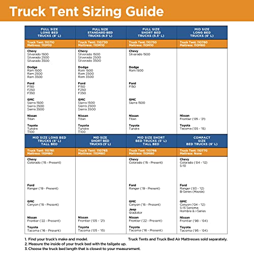 Rightline Gear Mid Size Long Bed Truck Tent (6') - Tall Bed