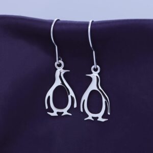 14k White Gold Over Sterling Silver Penguin Earrings Jewelry For Womens