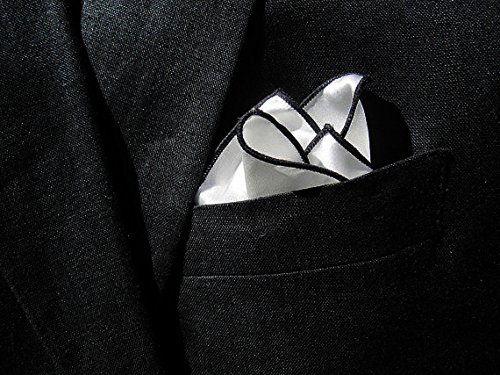 Flairs New York Gentleman's Essentials Weekend Casual White Pocket Square (White/Midnight Black)