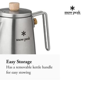 Snow Peak Field Barista Kettle - Stainless Steel Kettle for Camping, Backpacking & At-Home Use - Lightweight Kitchen Camping Essentials - Durable Kettle for Tea & Coffee