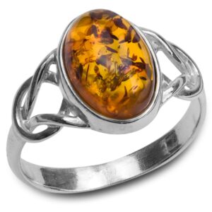 Ian and Valeri Co. Amber Sterling Silver Celtic Oval Ring