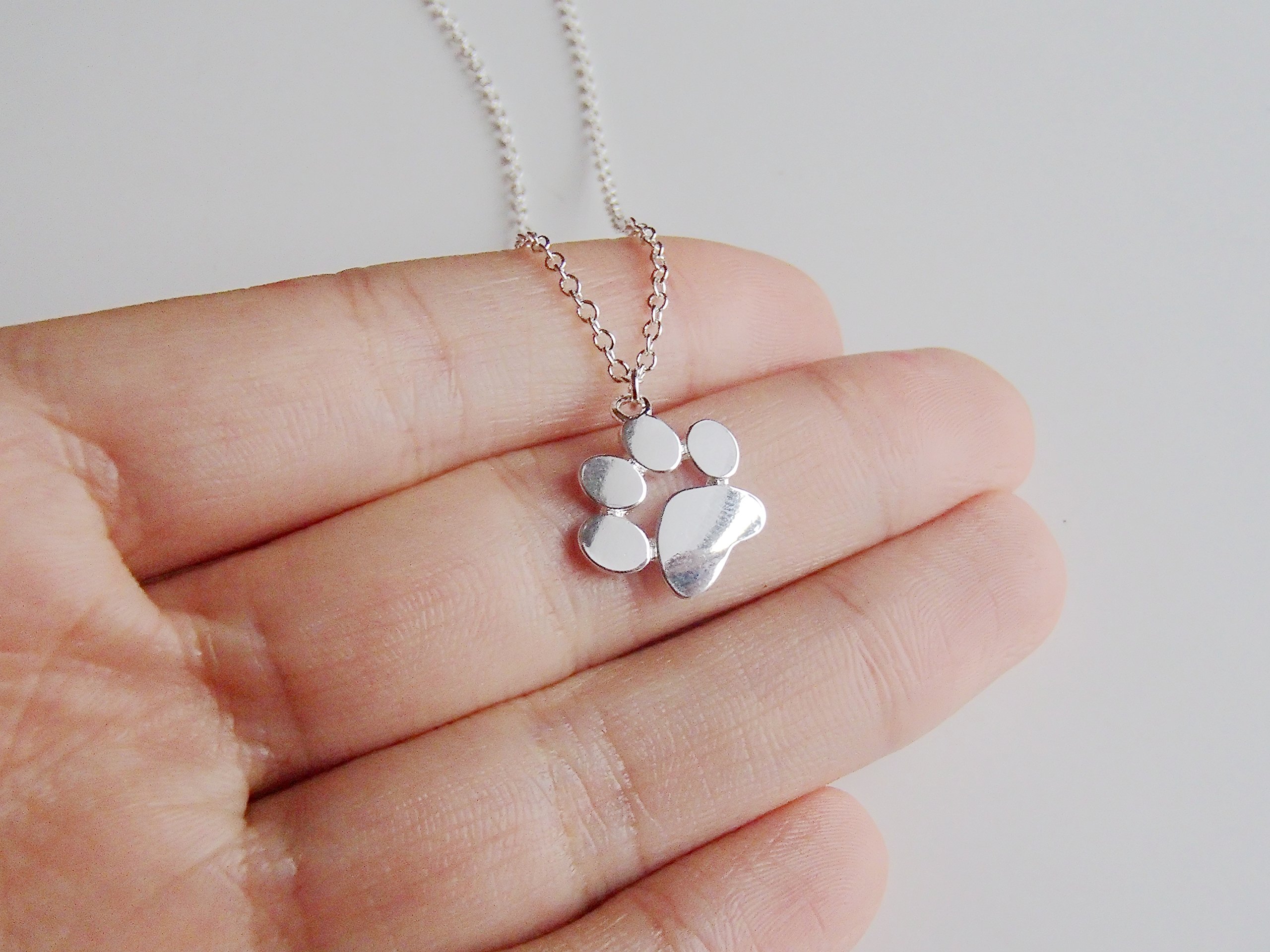 Paw Print Necklace, Paw Necklace, Dog Necklace, Dog Jewelry For Women, Dog Paw Necklace, Dog Pendant, Dog Necklaces For Women (Silver Tone)