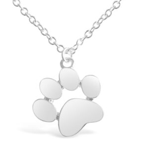 Paw Print Necklace, Paw Necklace, Dog Necklace, Dog Jewelry For Women, Dog Paw Necklace, Dog Pendant, Dog Necklaces For Women (Silver Tone)