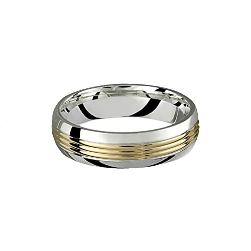 Alain Raphael 6 millimeters wide two-tone .925 sterling silver & 10K yellow gold wedding band