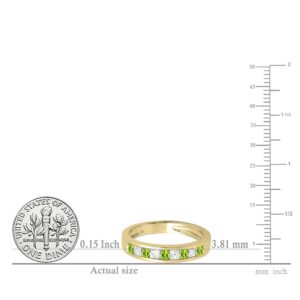 Dazzlingrock Collection Princess Cut Peridot & White Diamond Ladies Wedding Band Stackable Ring in 10K Yellow Gold, Size 4