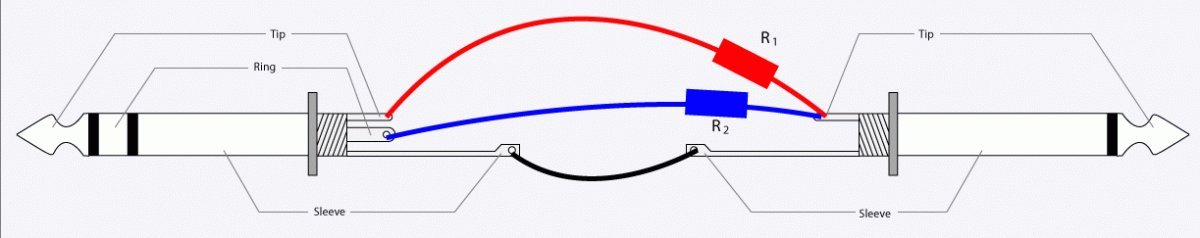 20 Ft Castline Silver 3.5mm TRS to 1/4" TS Mogami 2582 Stereo to Mono Summing Cable with Resistors