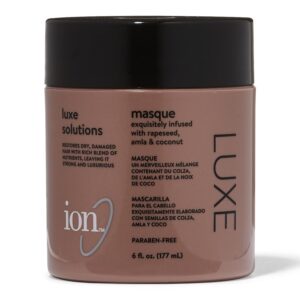 ion luxe hair mask, luxury ingredients, hydrating, dry damaged hair, color safe, paraben-free