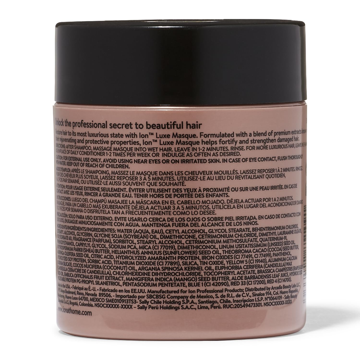 ion Luxe Hair Mask, Luxury Ingredients, Hydrating, Dry Damaged Hair, Color Safe, Paraben-Free