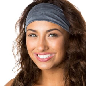 Hipsy Women's Adjustable & Stretchy Xflex Pastel Yoga Headband Multi Packs (Mint & D Grey 2pk)