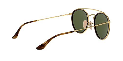 Ray-Ban RB3647N Double Bridge Round Sunglasses, Gold/G-15 Green, 51 mm + 1