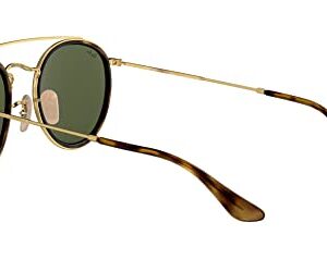 Ray-Ban RB3647N Double Bridge Round Sunglasses, Gold/G-15 Green, 51 mm + 1