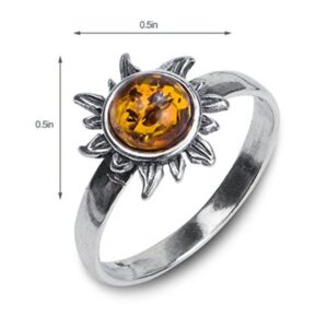 Ian and Valeri Co. Amber Ring Sterling Silver Sun Small