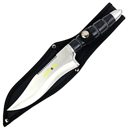 HUNT-DOWN 12" Hunting Tactical Survival Knife With Sheath - Black Handle