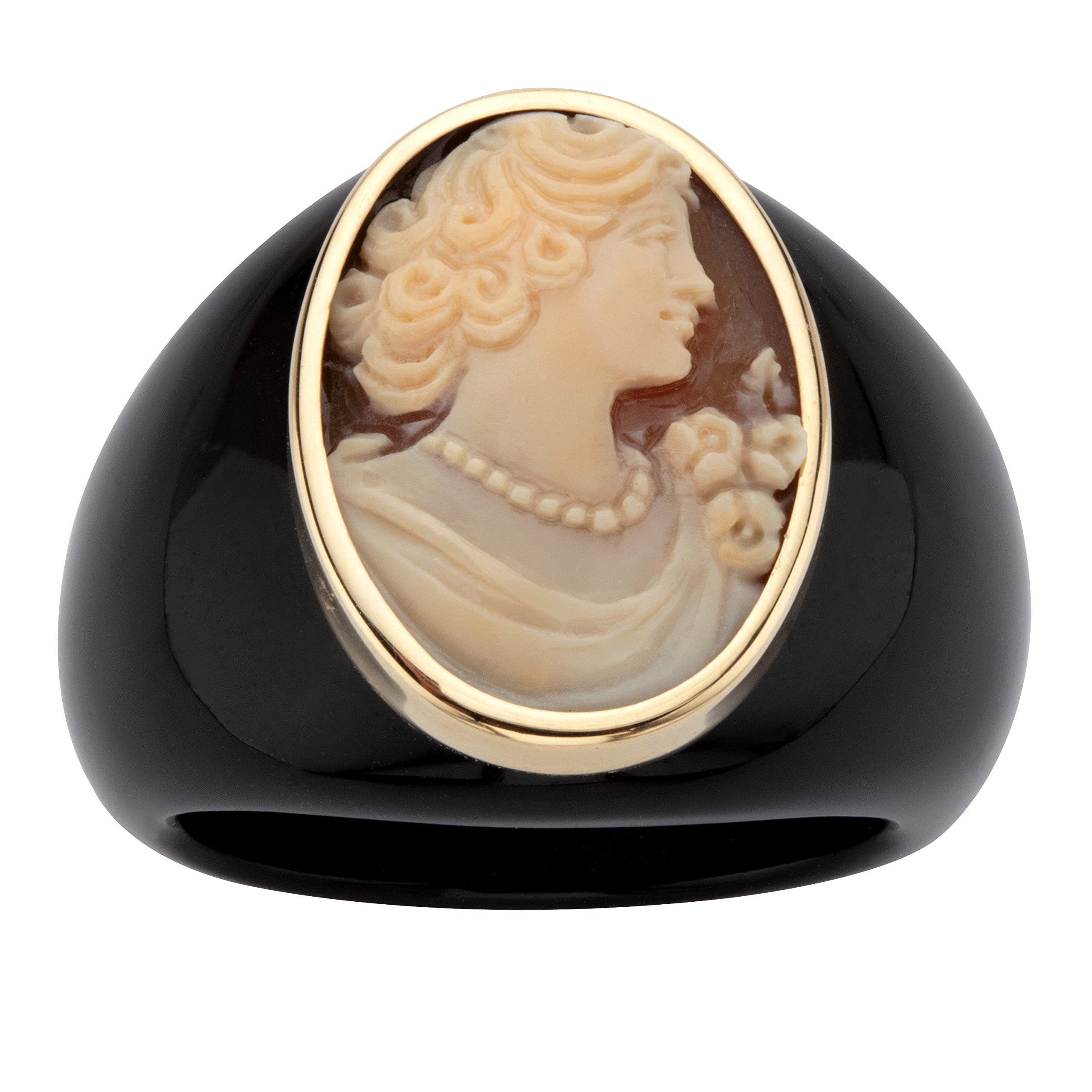 PalmBeach 10K Yellow Gold Cameo Oval Shaped Natural Black Onyx Ring Sizes 6-10 Size 7