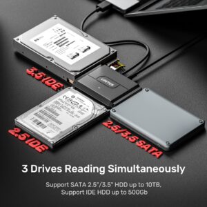 Unitek SATA/IDE to USB 3.0 Adapter, IDE Hard Drive Adapter Kit Recovery Converter for Universal 2.5"/3.5" Inch IDE and SATA External HDD/SSD, Support 10TB