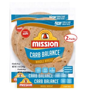 mission foods carb balance whole wheat soft taco, 8 ct 2 bags 0g trans fat per serving