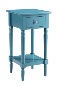 convenience concepts french country khloe 1 drawer accent table with shelf, blue