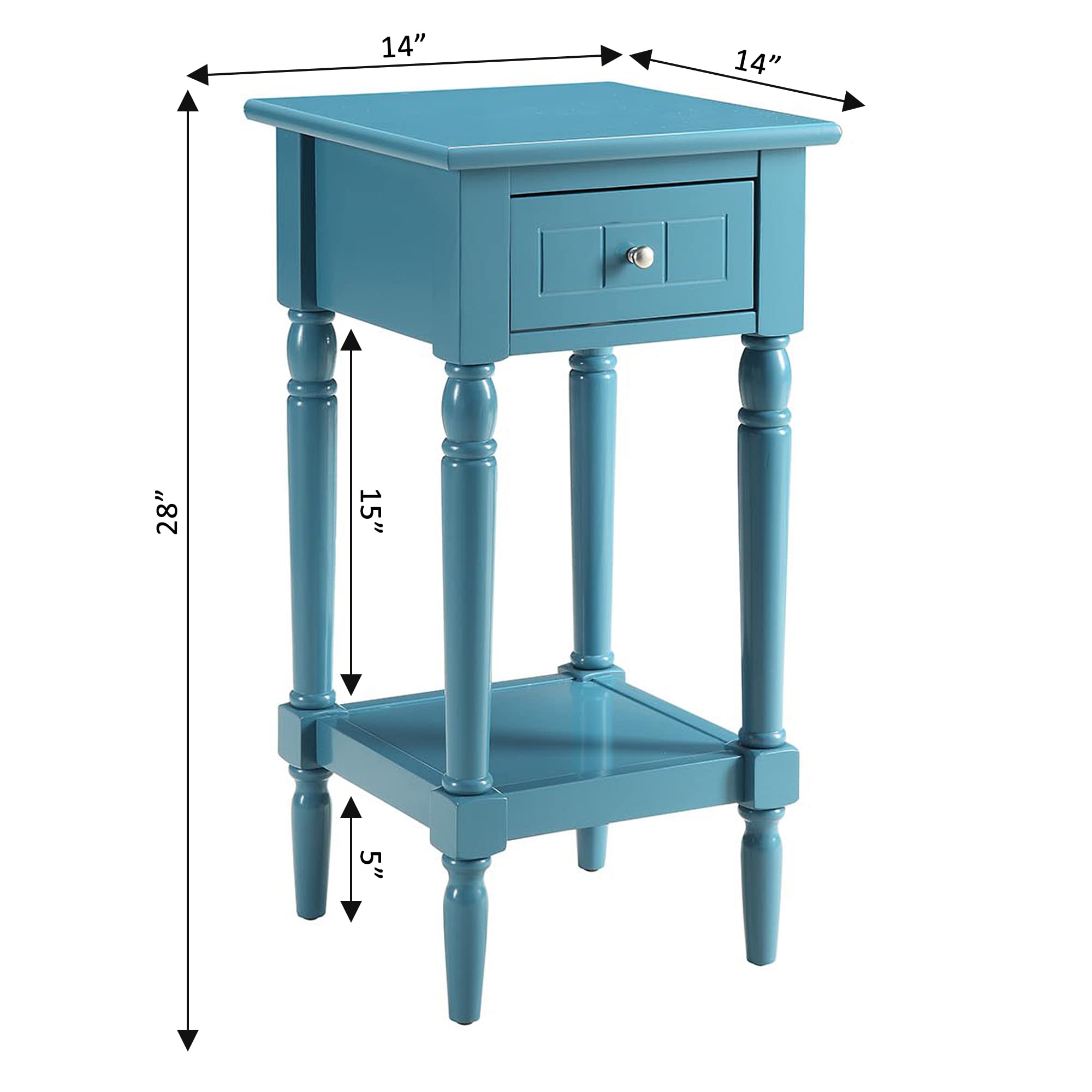 Convenience Concepts French Country Khloe 1 Drawer Accent Table with Shelf, Blue