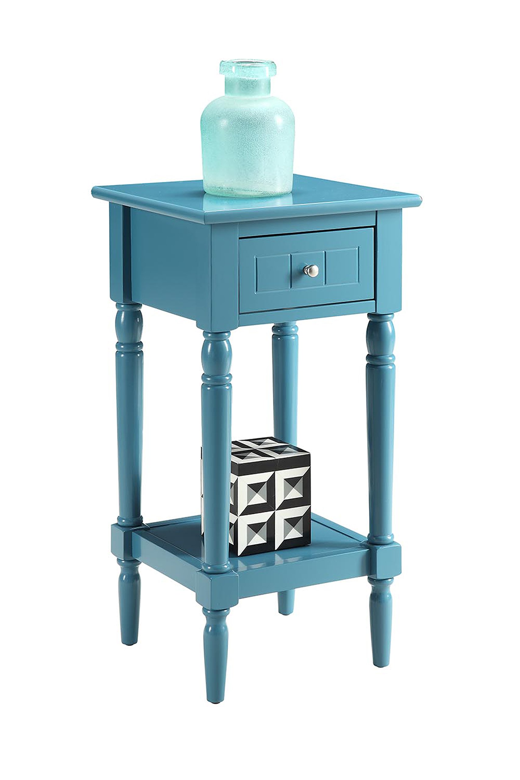 Convenience Concepts French Country Khloe 1 Drawer Accent Table with Shelf, Blue