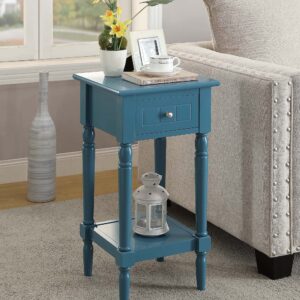 Convenience Concepts French Country Khloe 1 Drawer Accent Table with Shelf, Blue