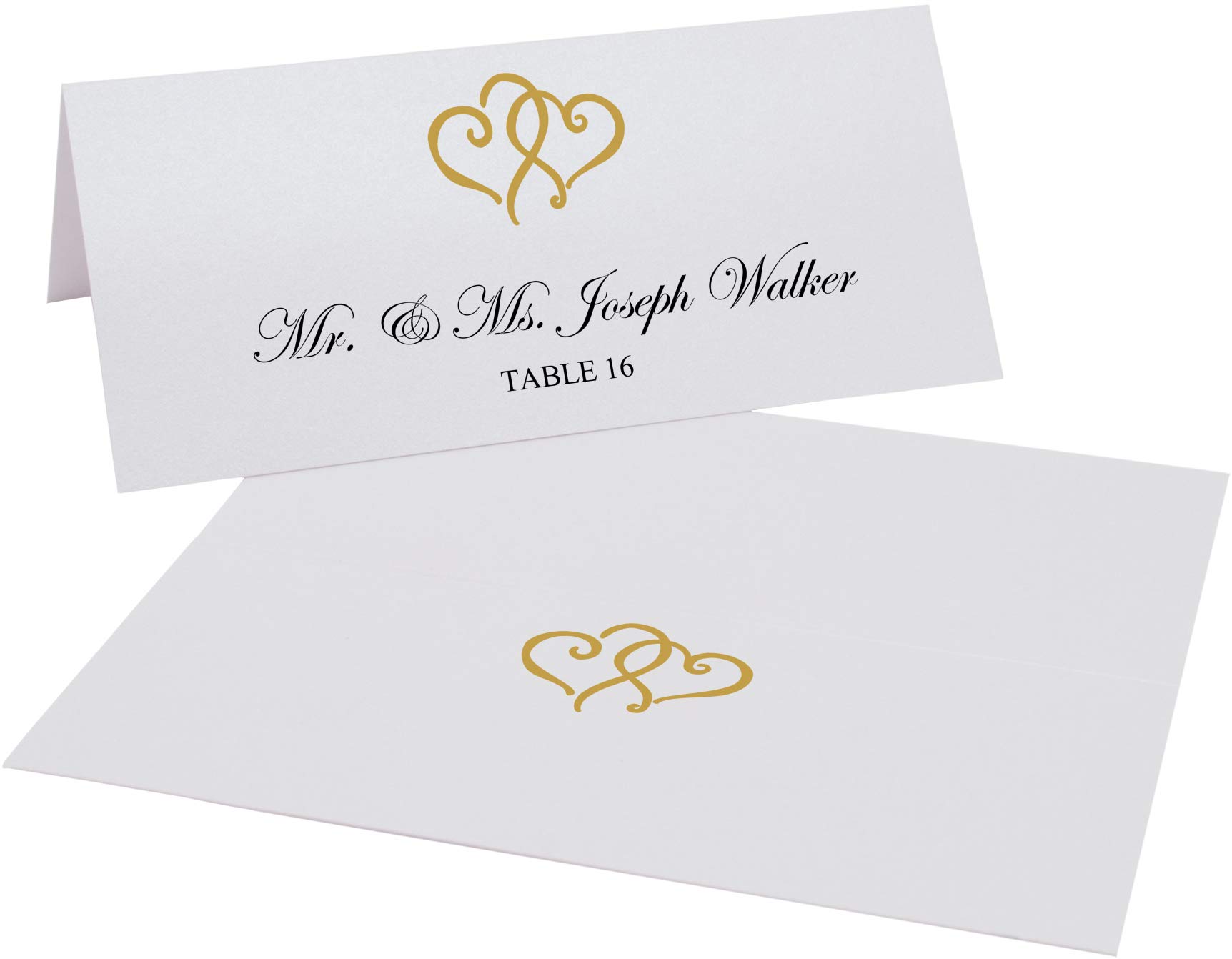 Linked Hearts Printable Place Cards, Gold (Choose Color), Set of 60 (10 Sheets), Laser & Inkjet Printers - Wedding, Party, Dinner, and Special Events - Made in the USA